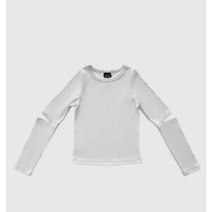 NEW LITTLE OLIN girl's ribbed long sleeve top in white